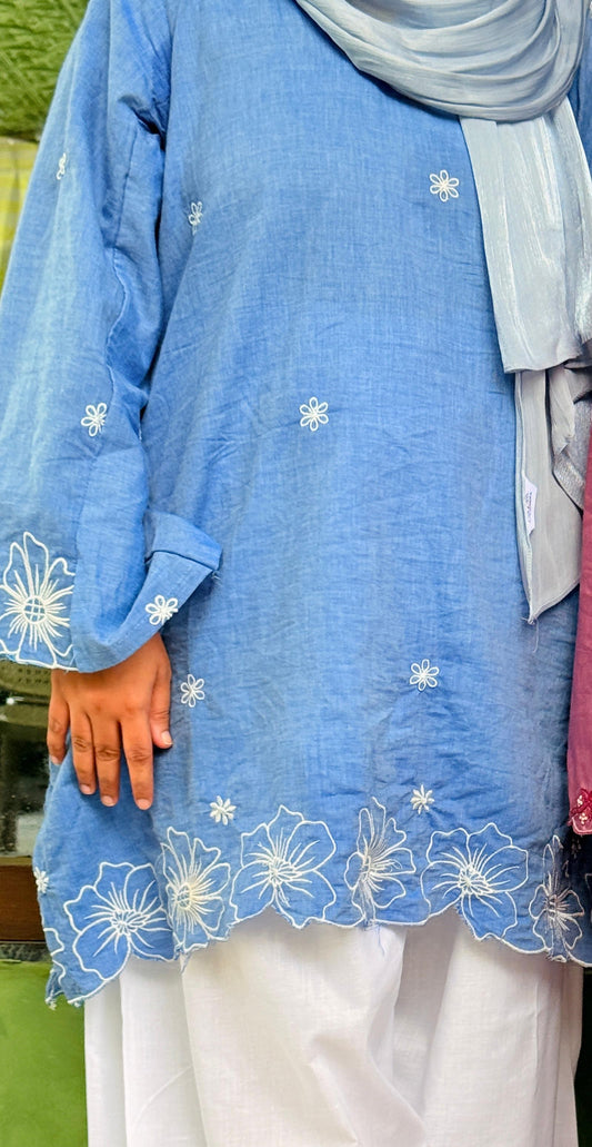 Blue Floral Farshi