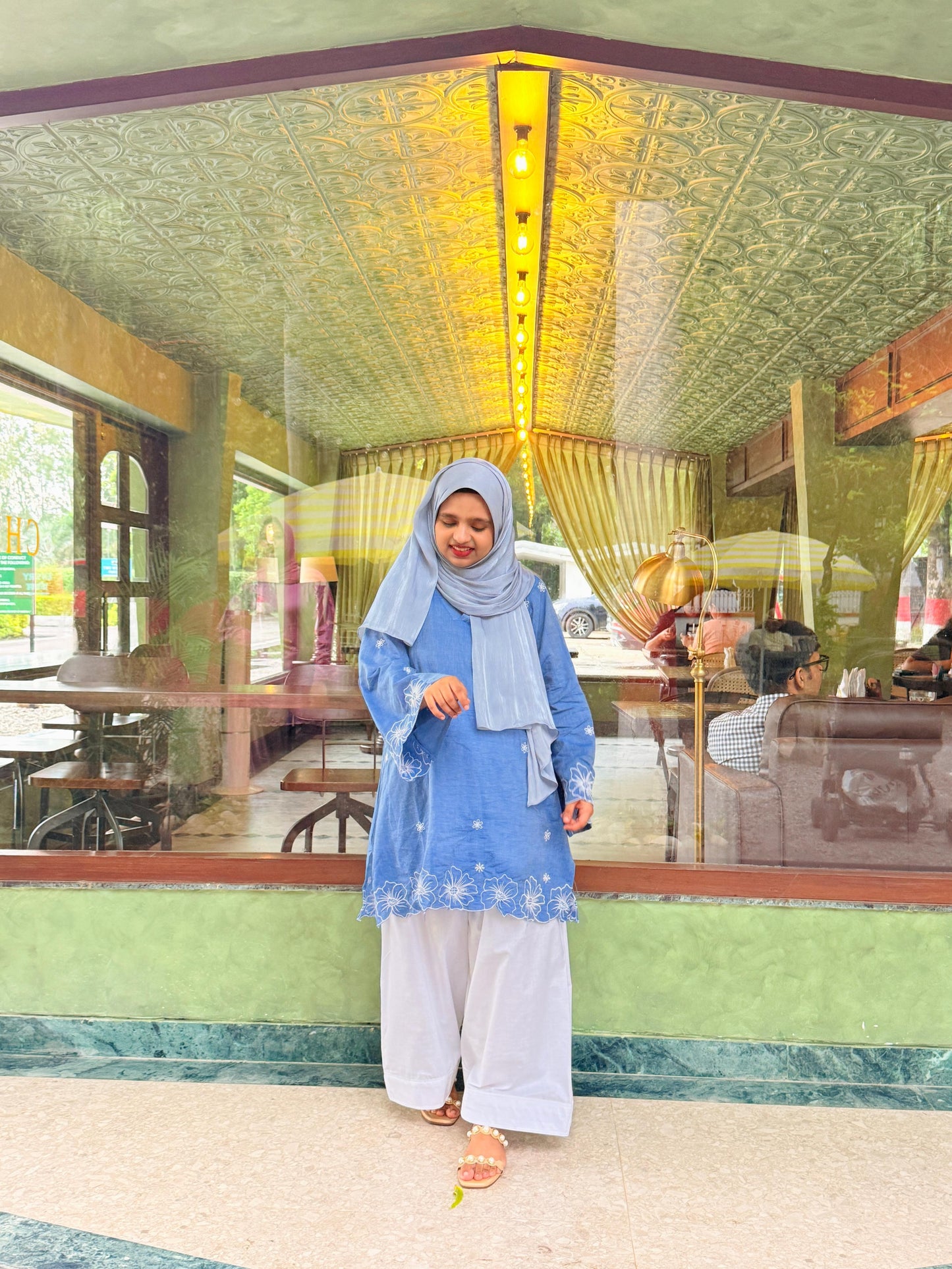 Blue Floral Farshi