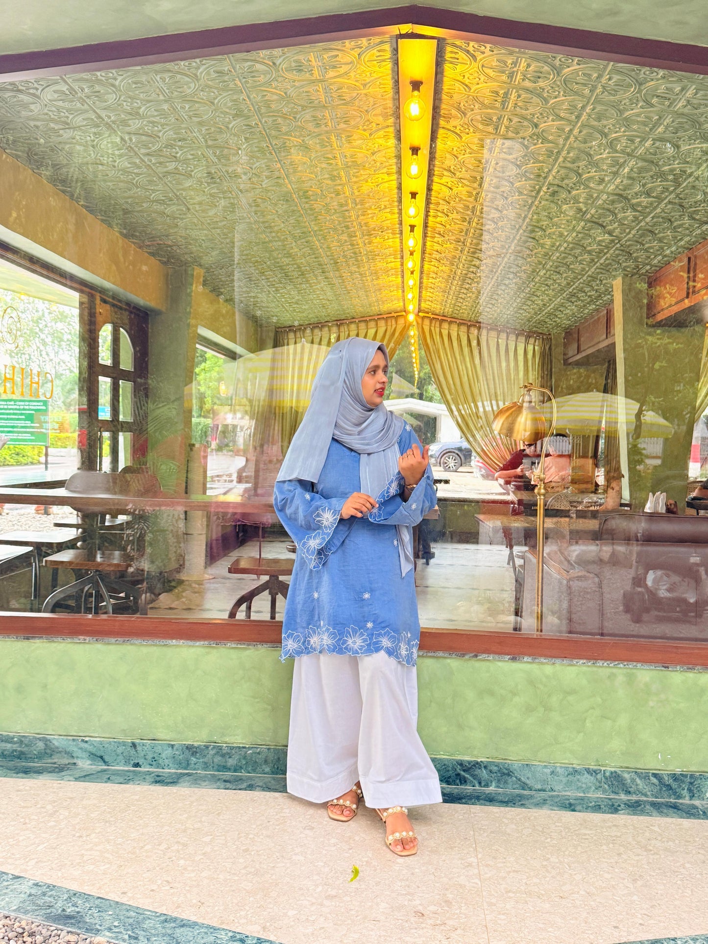 Blue Floral Farshi